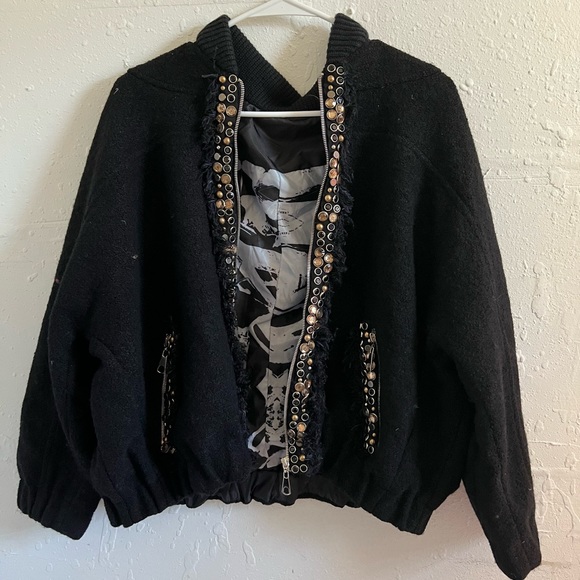 Unbranded bejeweled wool mix jacket coat oversized Size L - Picture 1 of 7